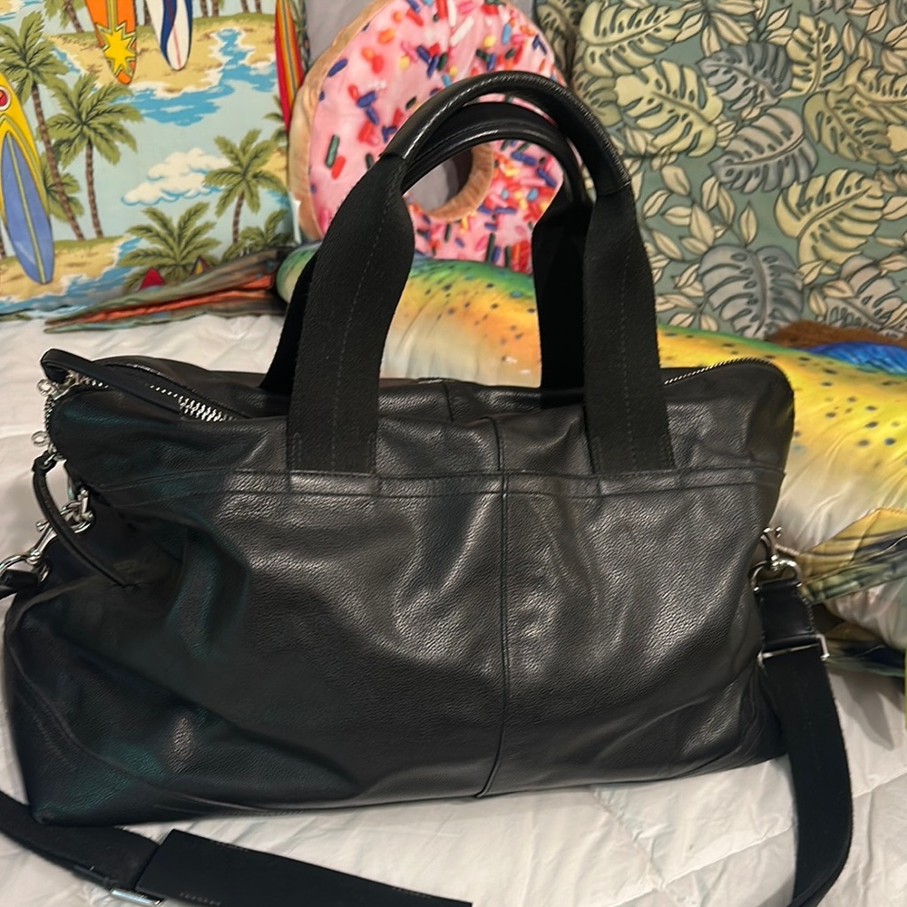 Coach Black Leather Duffel Men's Bag